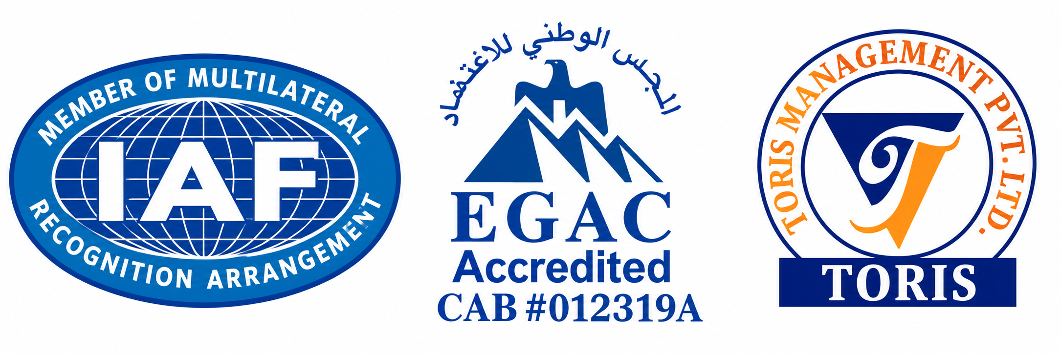 IAF, EGAC and Toris Management certification marks